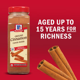 McCormick Ground Cinnamon on spice rack signaling premium non-GMO quality