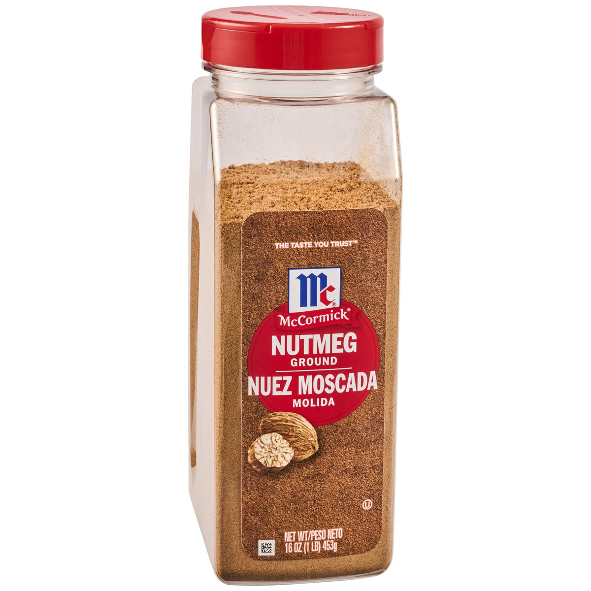 McCormick ground nutmeg bottle close-up, rich aroma for baking