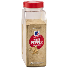 McCormick Ground White Pepper bottle on shelf with subtle aroma for light-colored dishes