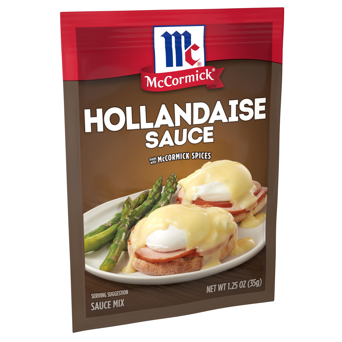McCormick Hollandaise sauce mix in a bowl for easy, no MSG added sauce.