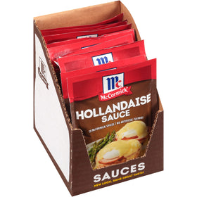 McCormick Hollandaise sauce mix packet offers quick brunch prep.