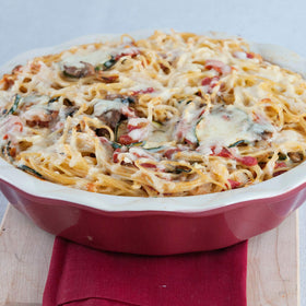 For meat sauce, add ground beef or turkey and simmer briefly