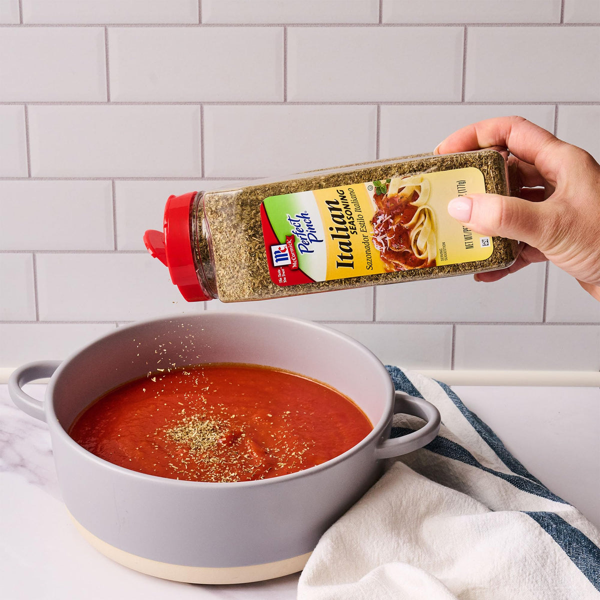 Roasted potatoes with McCormick Italian Seasoning for a pop of color.