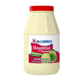 McCormick Mayonesa lime bottle pour for tangy flavor.
