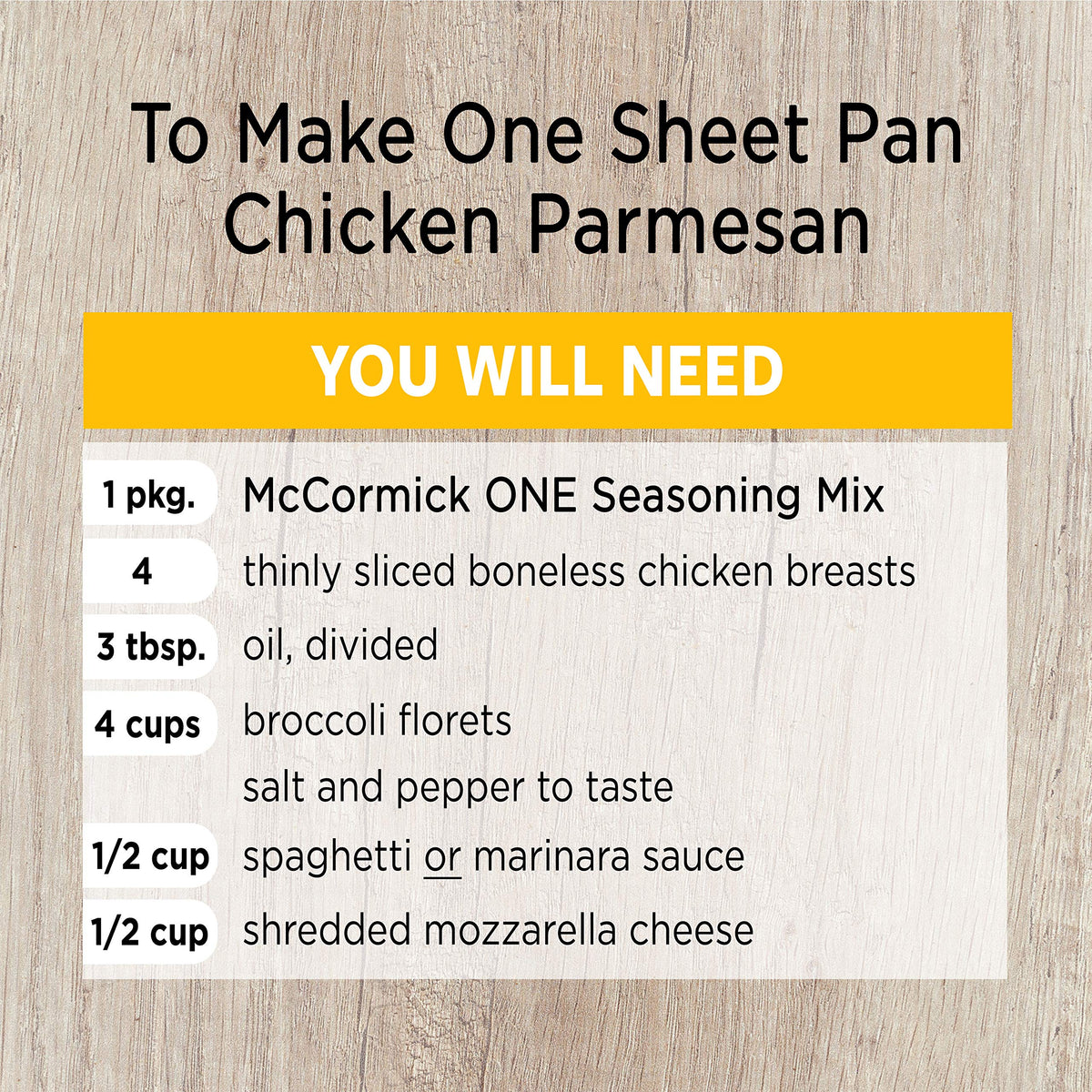 Label close-up of McCormick seasoning pack for quick weeknight flavor.