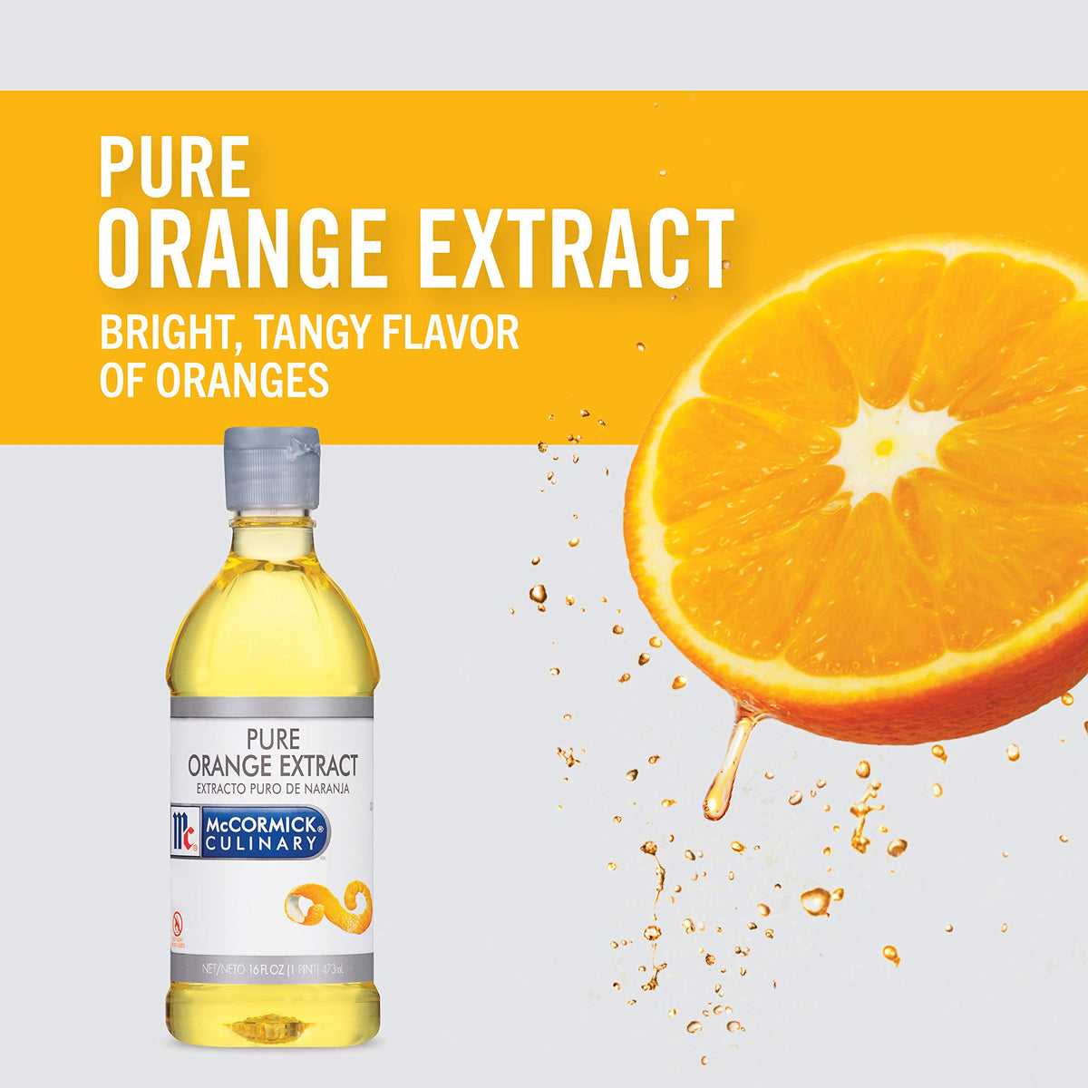 Cocktail or sparkling water enhanced by McCormick Pure Orange Extract.