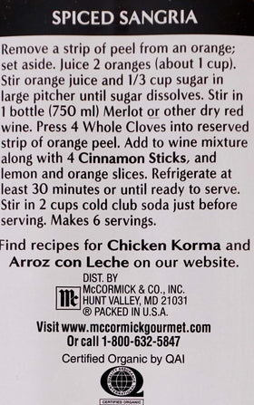 Close-up of McCormick Organic Cinnamon Sticks for simmering sauces.