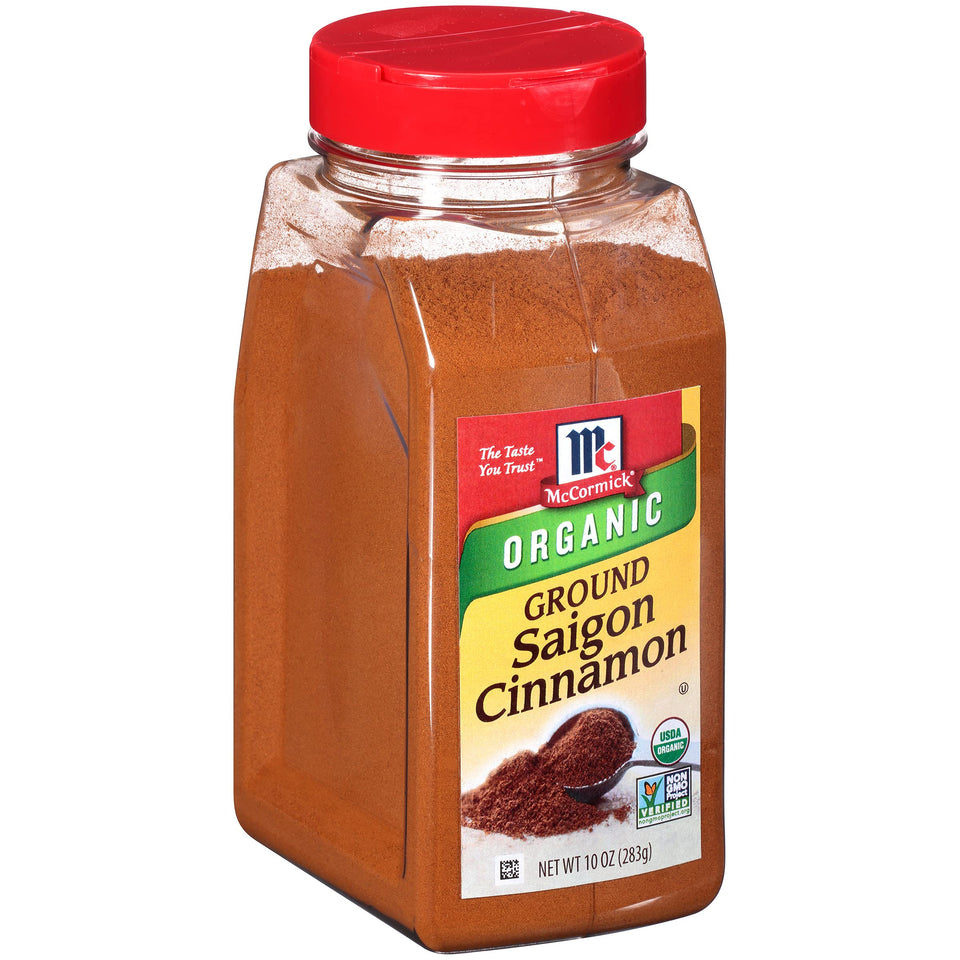 McCormick Organic Ground Saigon Cinnamon jar ready for baking and flavoring