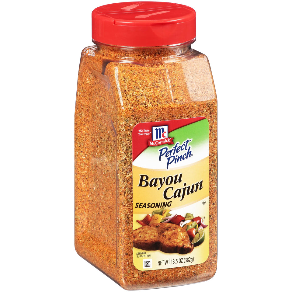 McCormick Perfect Pinch Bayou Cajun Seasoning bottle adds bold, versatile flavor