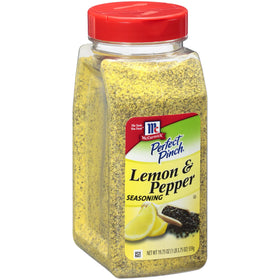McCormick Perfect Pinch Lemon and Pepper bottle with flip-top for easy dispensing.