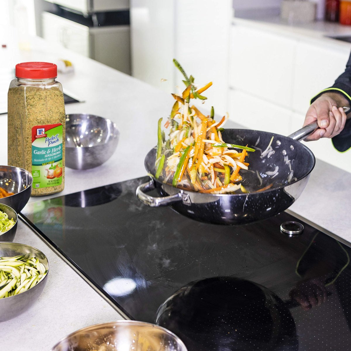 Pasta dish with McCormick Perfect Pinch Garlic & Herb for a zesty, herb-forward finish.