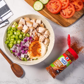 McCormick Perfect Pinch Rotisserie Chicken Seasoning with pork, creates flavorful, well-seasoned chops.