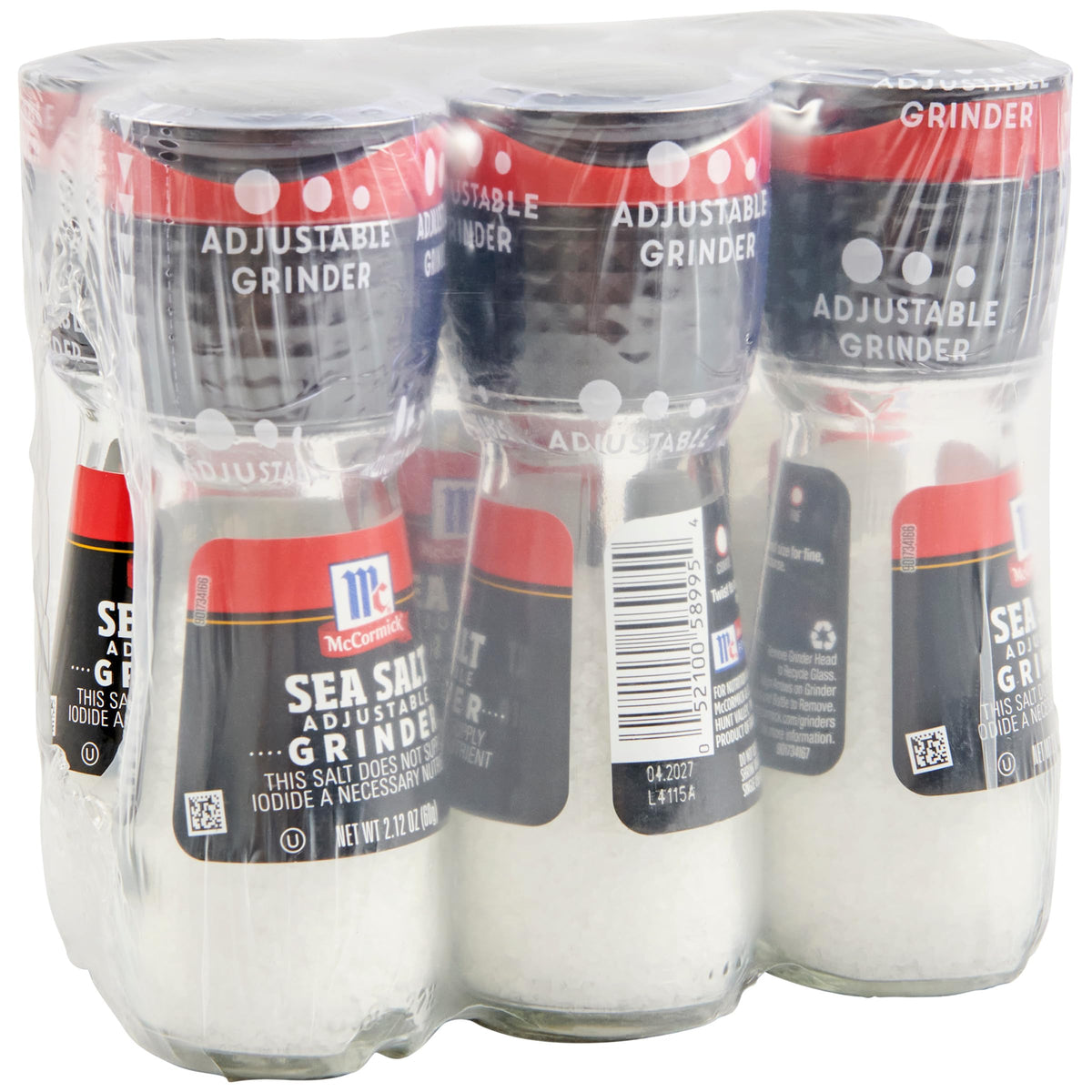 Six-pack McCormick Sea Salt Grinder on table for easy seasoning
