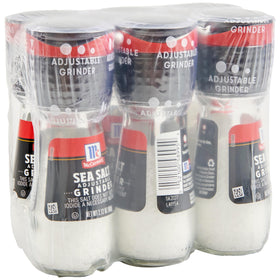 Six-pack McCormick Sea Salt Grinder on table for easy seasoning