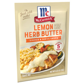 McCormick Lemon Herb Butter Sauce Mix setup ready to simmer with milk