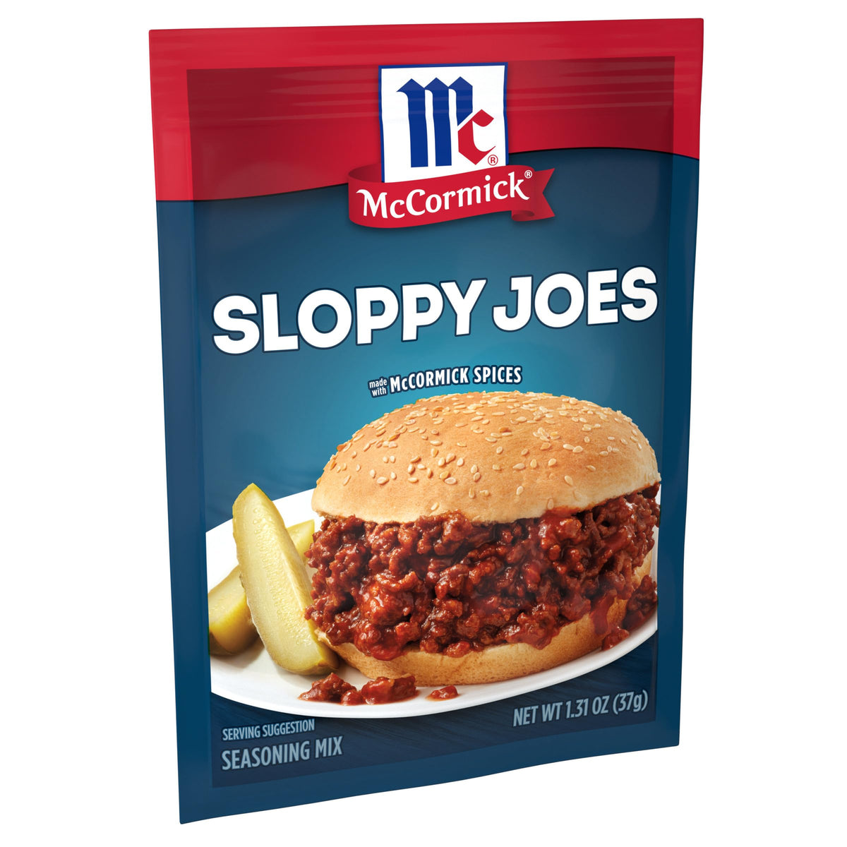 McCormick Sloppy Joes Seasoning Mix jar with bold spices for quick weeknight flavor.