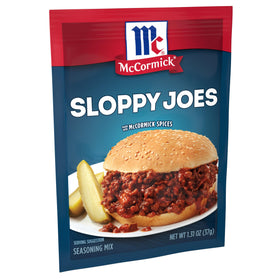 McCormick Sloppy Joes Seasoning Mix jar with bold spices for quick weeknight flavor.