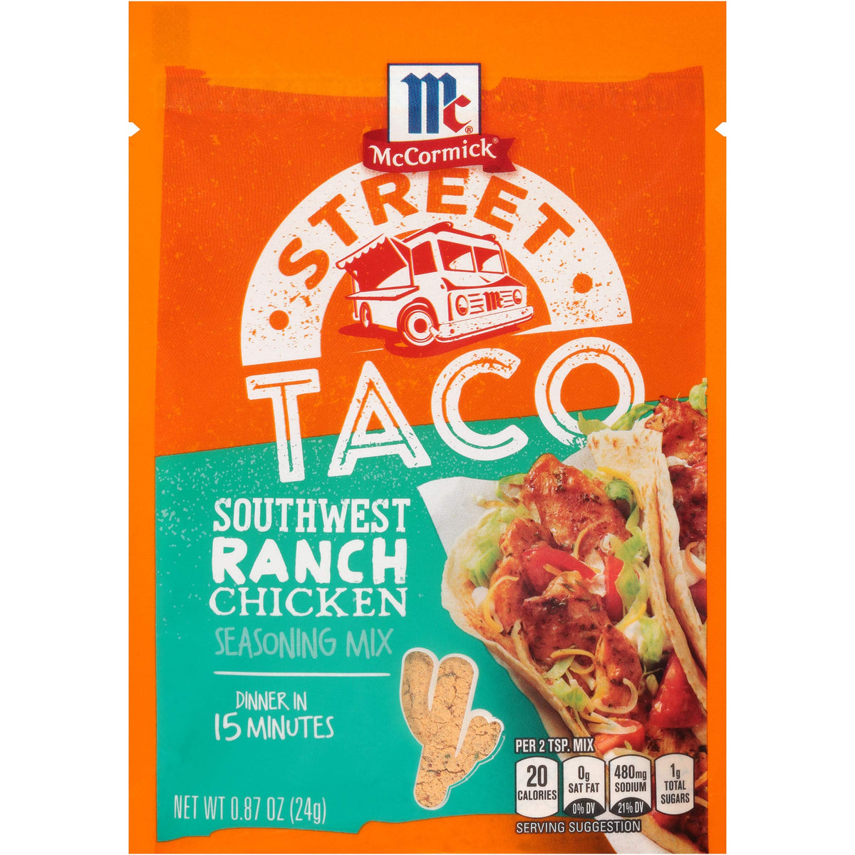 McCormick Street Taco Southwest Ranch Chicken Seasoning bottle for quick weeknight flavor.