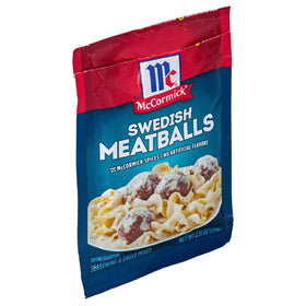 McCormick Swedish Meatballs seasoning pack front showing convenient mix