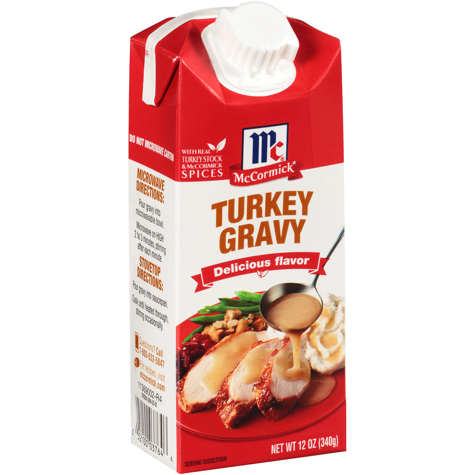 McCormick Turkey Gravy bottle pour for a rich, ready-to-serve meal