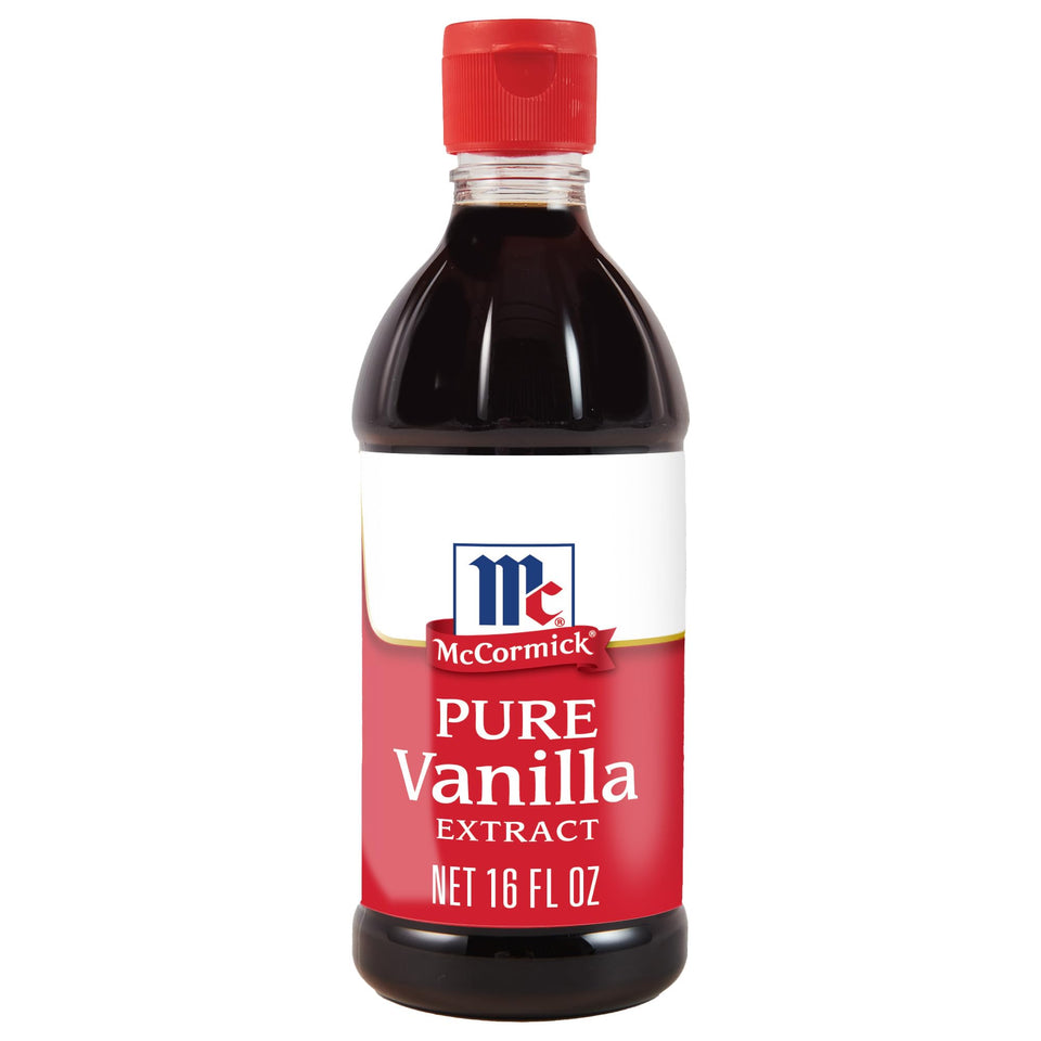 McCormick Pure Vanilla Extract bottle front highlighting rich flavor