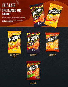 McCoy's Flame Grilled Steak Ridge Cut crisps stack emphasizes texture and crunch