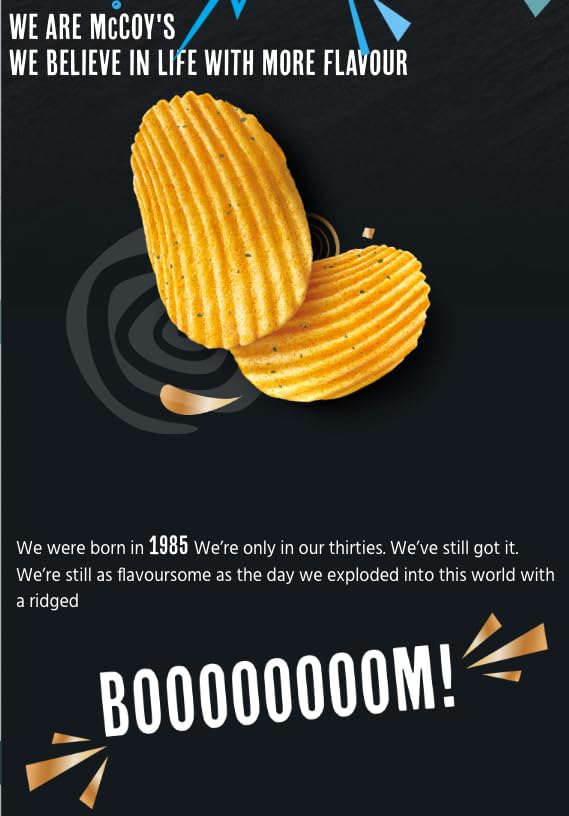 McCoy's Flame Grilled Steak Ridge Cut crisps grill-flavour swirl suggests bold taste