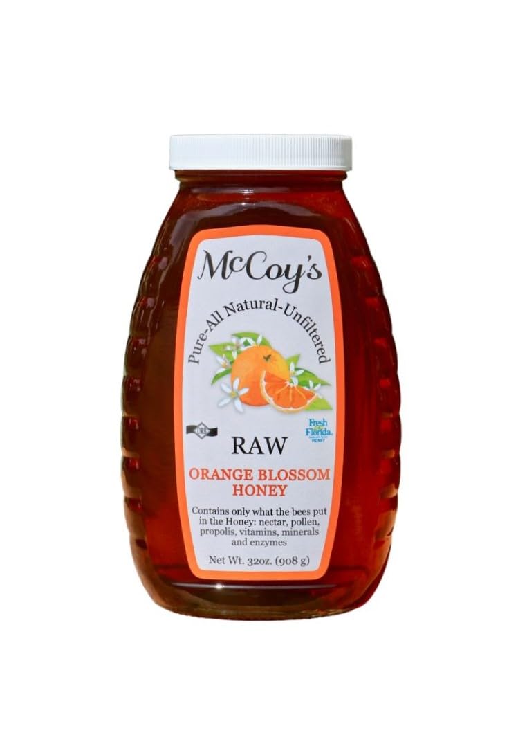 McCoy's Honey Orange Blossom jar, pure raw sweetness for toast, tea, and baking.
