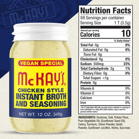 McKay’s Vegan Chicken Seasoning jar on pantry shelf signals gluten-free flavor options