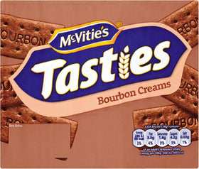McVitie's Bourbon Cream biscuits made in UK label, trusted quality.
