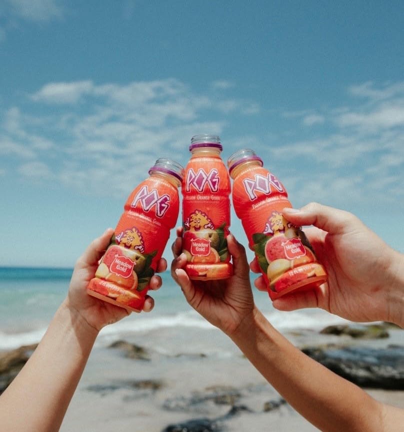 Meadow Gold POG juice in refrigerator ambiance ready to chill and enjoy.