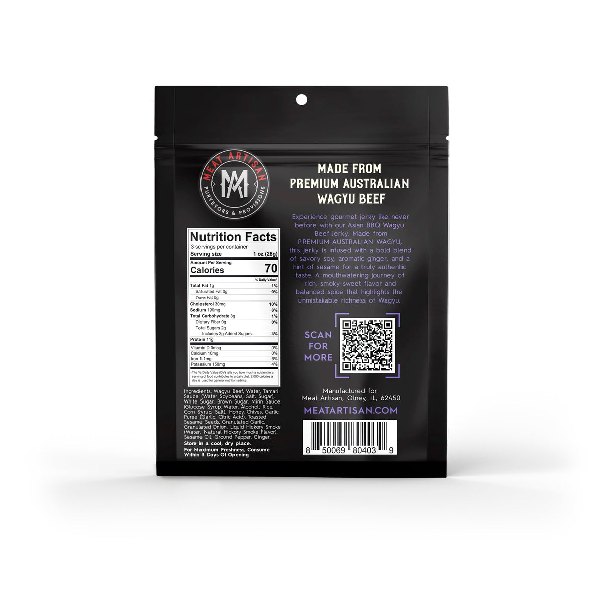 MEAT ARTISAN premium gourmet label signals quality.