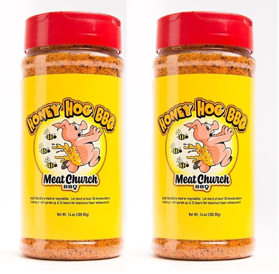 Meat Church Honey Hog BBQ Rub bottle front, gluten-free flavor enhancer for meat