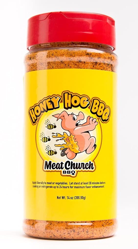 Meat Church Honey Hog BBQ Rub closeup showing the dry rub texture for pork