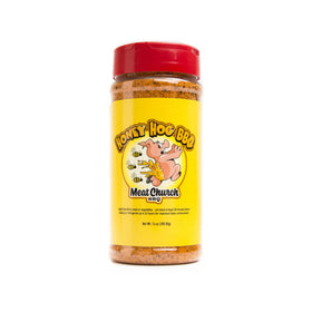 Honey Hog Hot rub applied to meat for bold heat