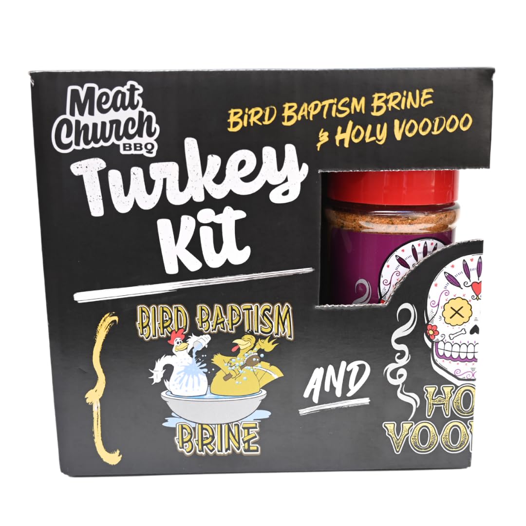 Meat Church Turkey Kit with Holy Voodoo and Bird Bath Brine for juicy, flavorful turkey.