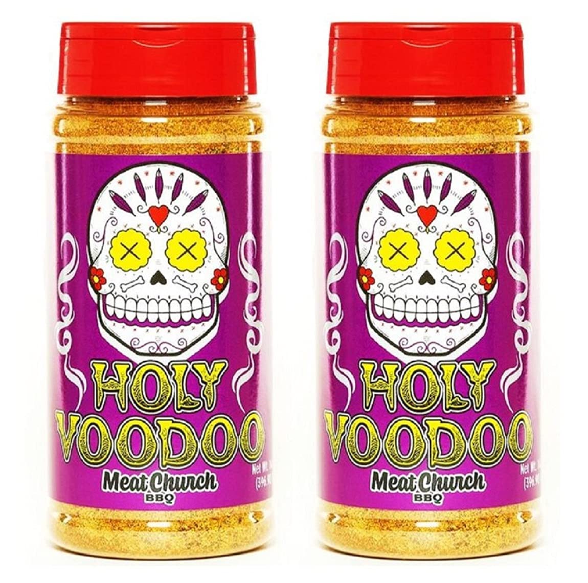 Meat Church VooDoo bottle being poured shows bold spice blend ideal for poultry and ribs