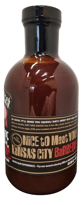 Meat Mitch Whomp! label closeup highlighting brown sugar and ketchup flavors