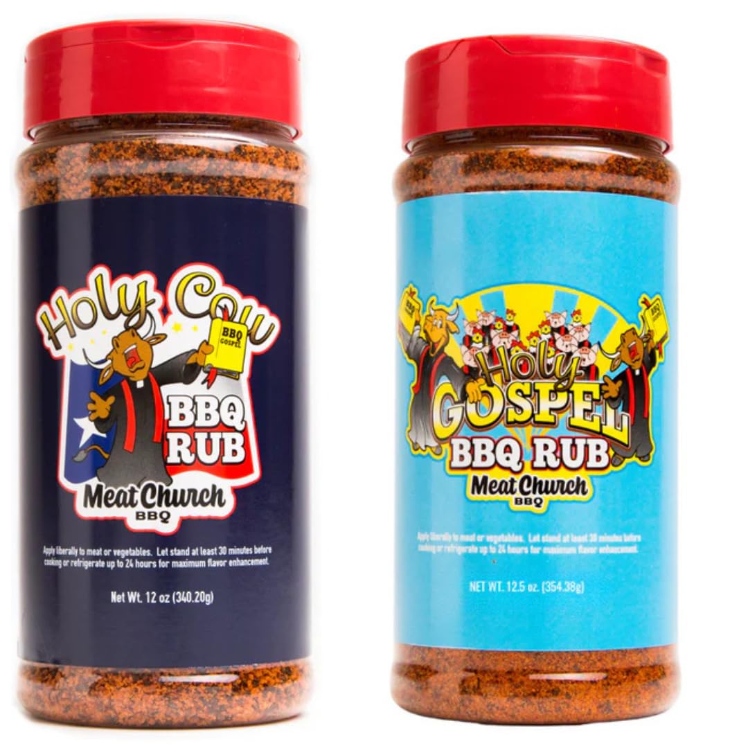 Meat Church Holy Cow and Holy Gospel bundle bottle, versatile BBQ flavor for beef and poultry.