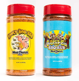 Meat Church Honey Hog bottle enhances pork and poultry with a sweet, balanced crust.