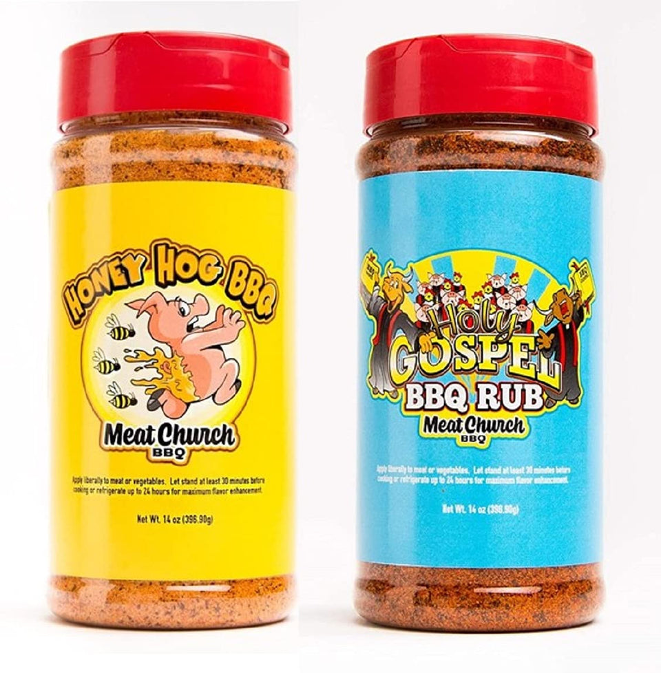 Meat Church Honey Hog bottle enhances pork and poultry with a sweet, balanced crust.