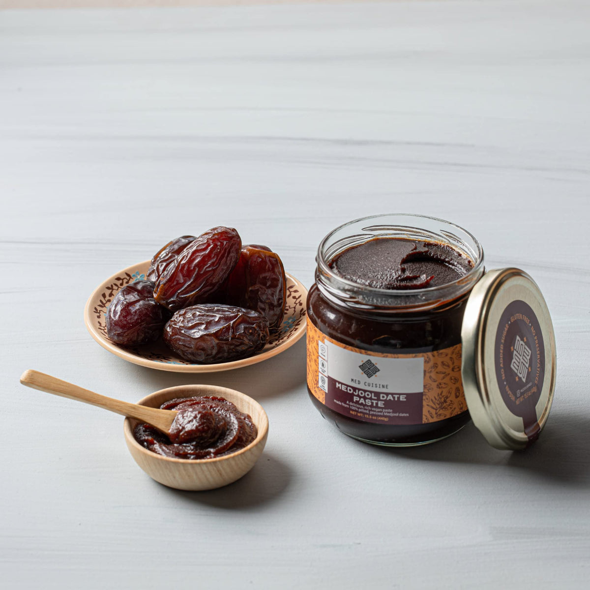 Med Cuisine date paste side view shows rich texture for baking
