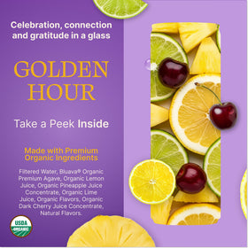 Medase Golden Hour glass pour captures serve-ready mocktail on ice