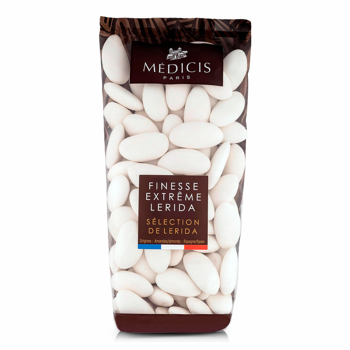 Medicis premium candied almond dragees bag closeup for elegant party favors