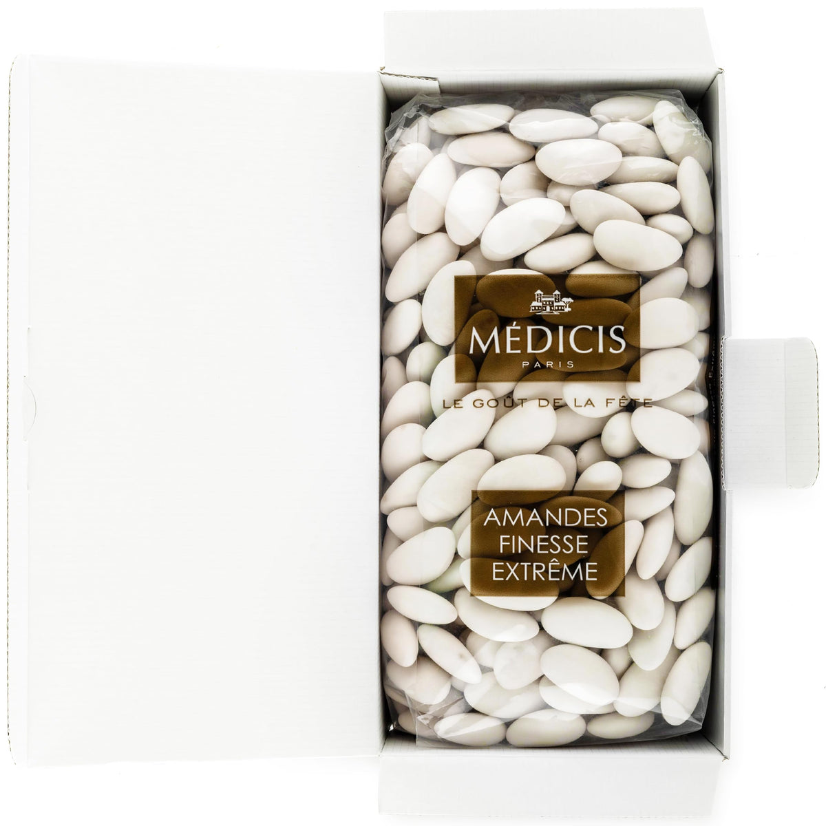 Medicis Candied Almond Dragees bulk bag for events and tables.