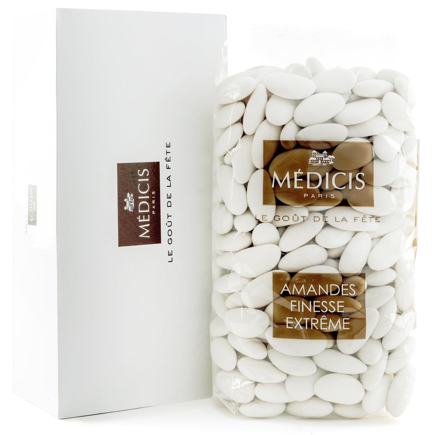 Medicis Candied Almond Dragees front packaging, ideal wedding favors.