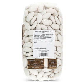 Medicis Candied Almond Dragees wedding favor table display.