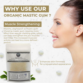 Mediterranean Products Greek Farmers organic mastiha chewing gum on white background gluten free and sugar free