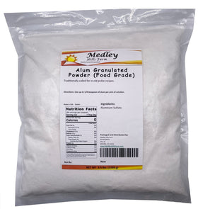 Medley Hills Farm alum granulated powder 3.5 lb bag for crisp pickles.