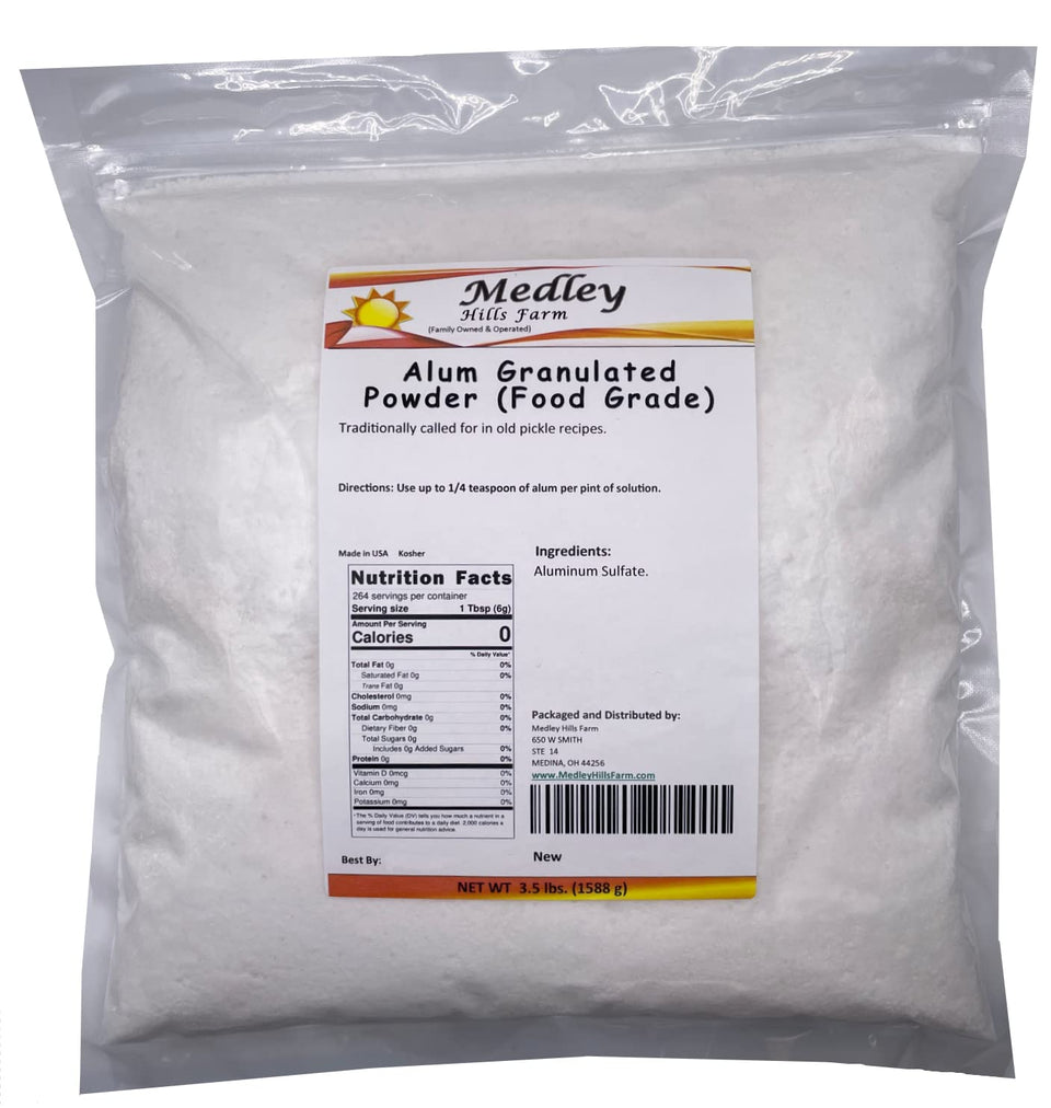 Medley Hills Farm alum granulated powder 3.5 lb bag for crisp pickles.